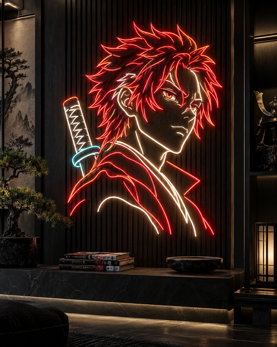 Anime neon sign in a premium interior — The Neon Factory