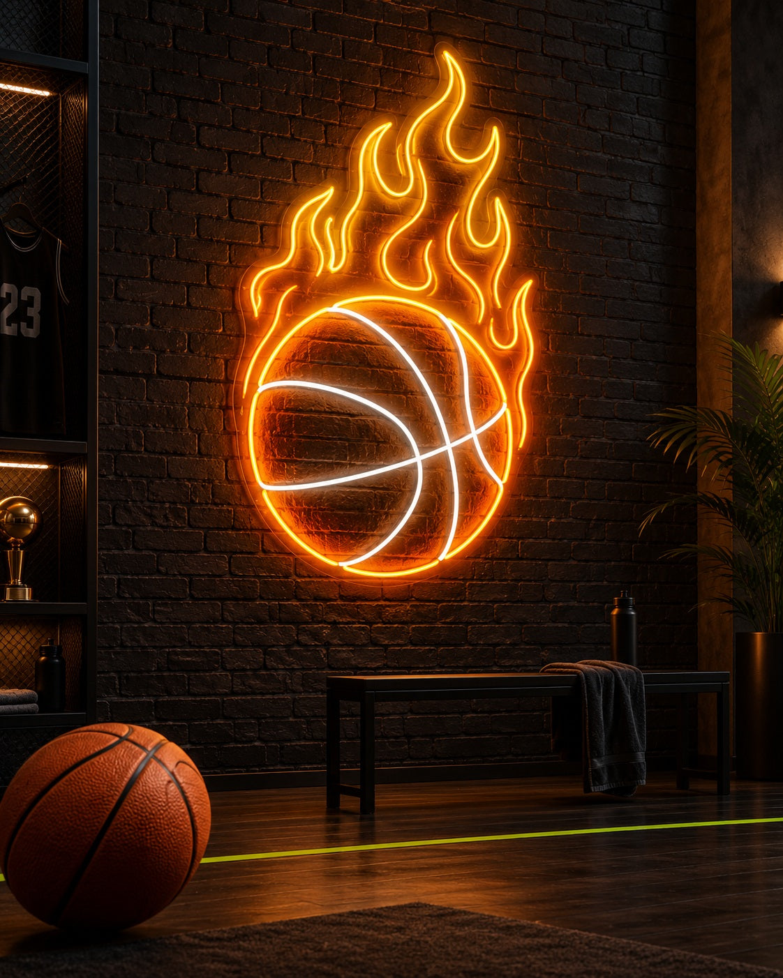 Basketball neon sign in a premium interior — The Neon Factory