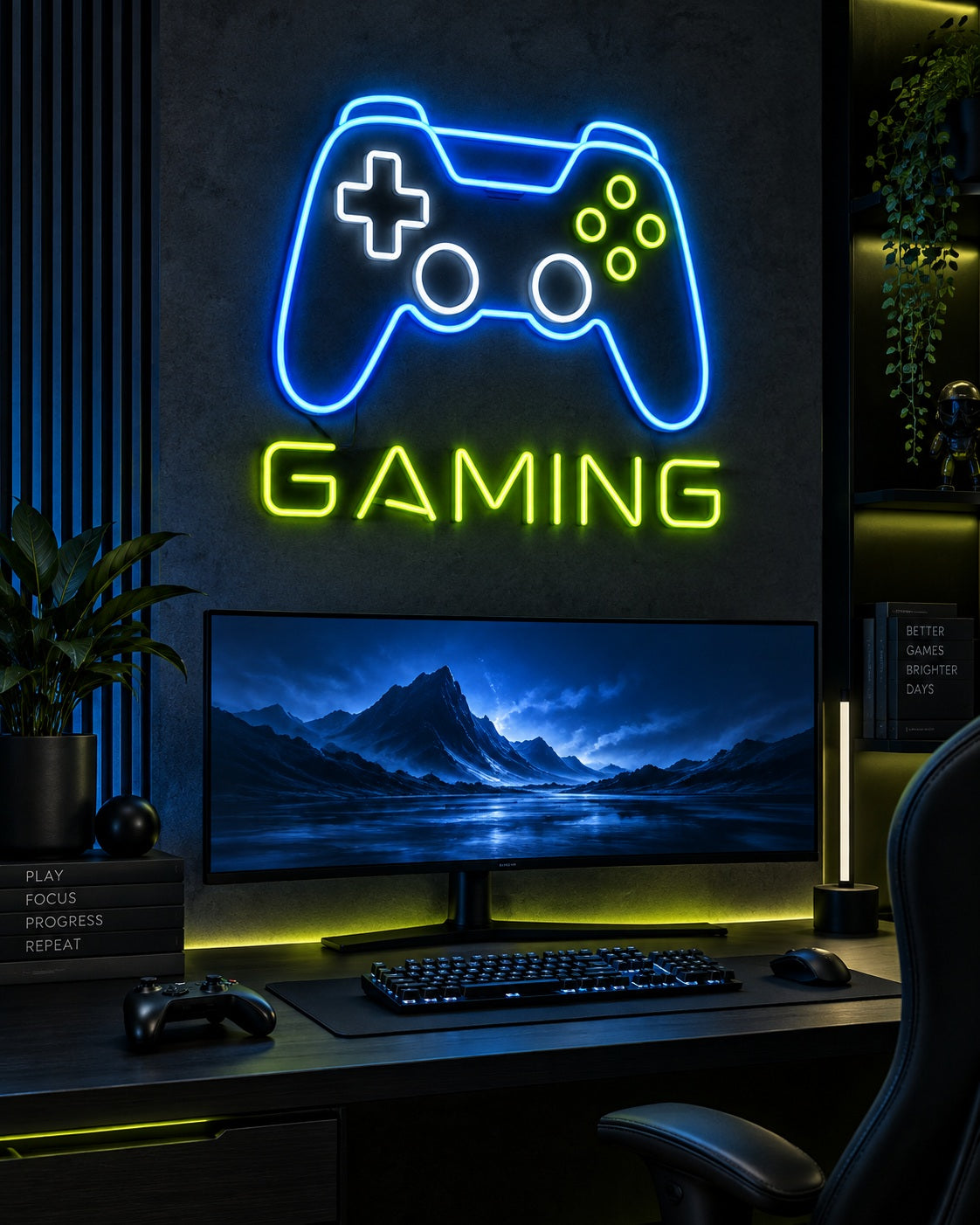 Gaming neon sign in a premium interior — The Neon Factory
