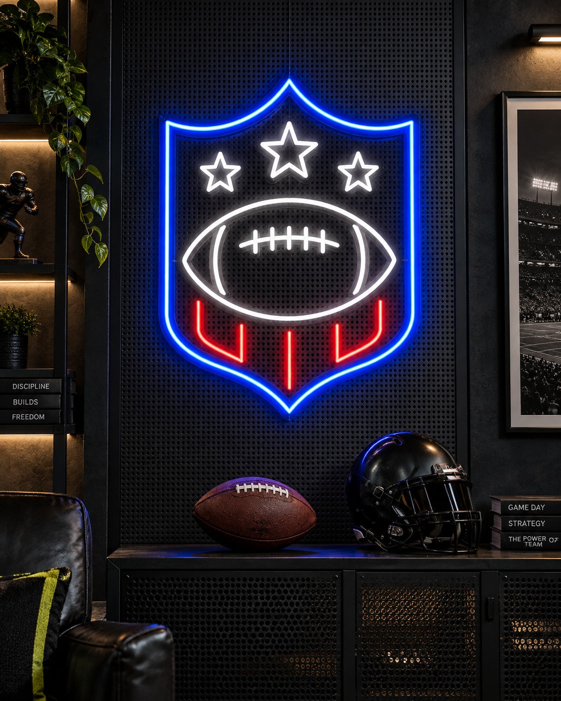American Football neon sign in a premium interior — The Neon Factory