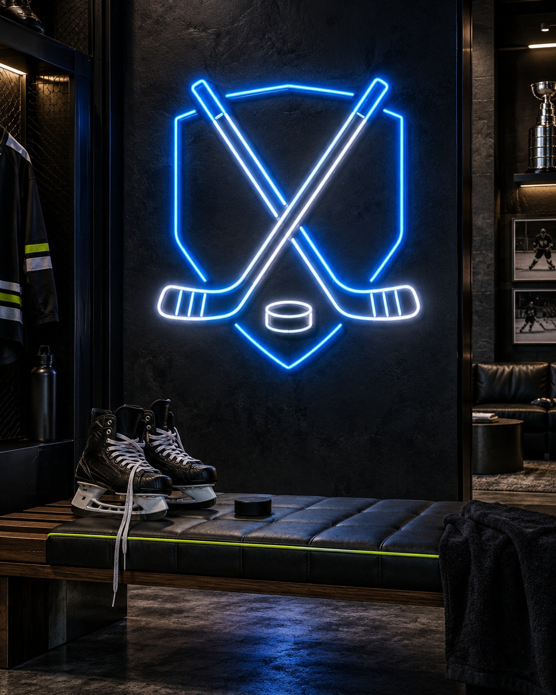 Ice Hockey neon sign in a premium interior — The Neon Factory