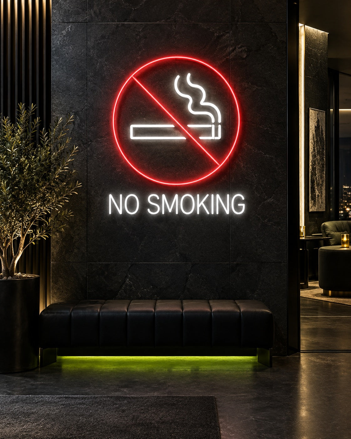 Smoking Area neon sign in a premium interior — The Neon Factory