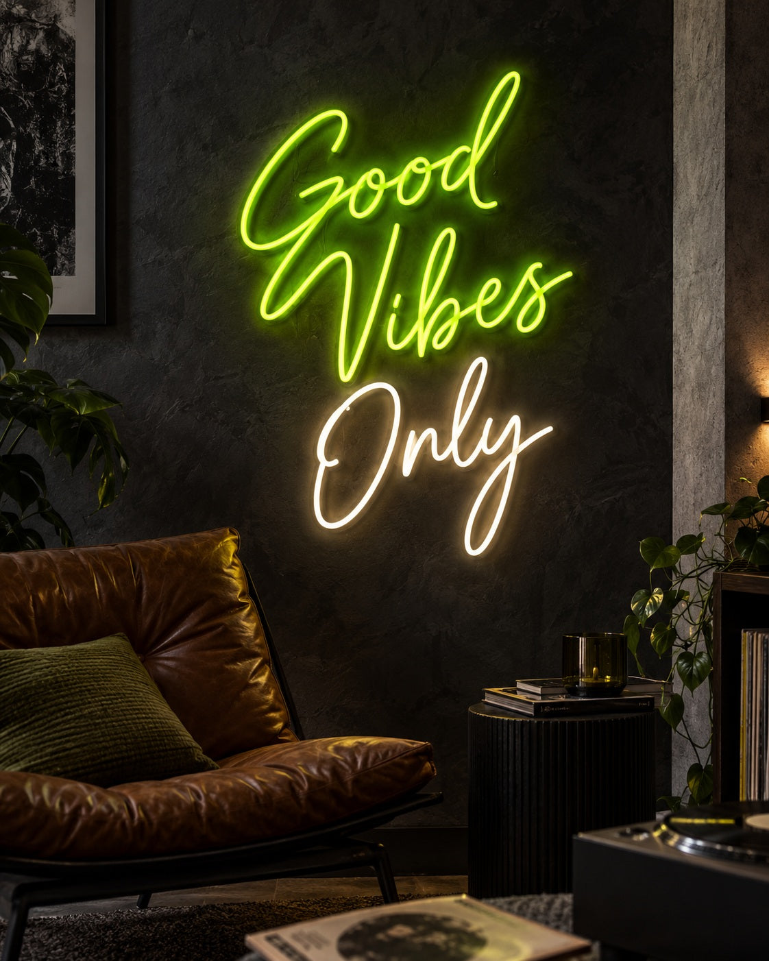 Funky Phrases neon sign in a premium interior — The Neon Factory