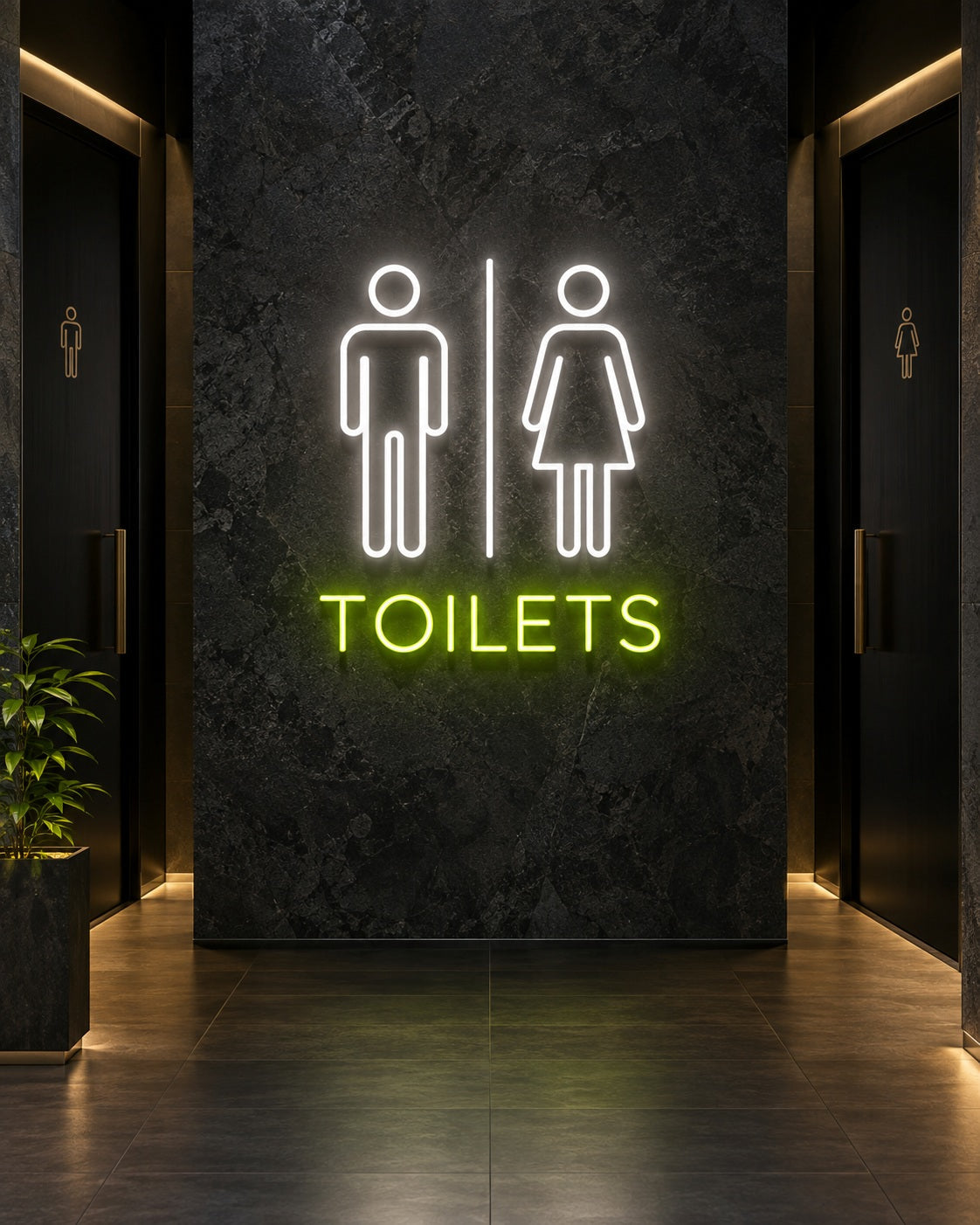 Toilet Signs neon sign in a premium interior — The Neon Factory