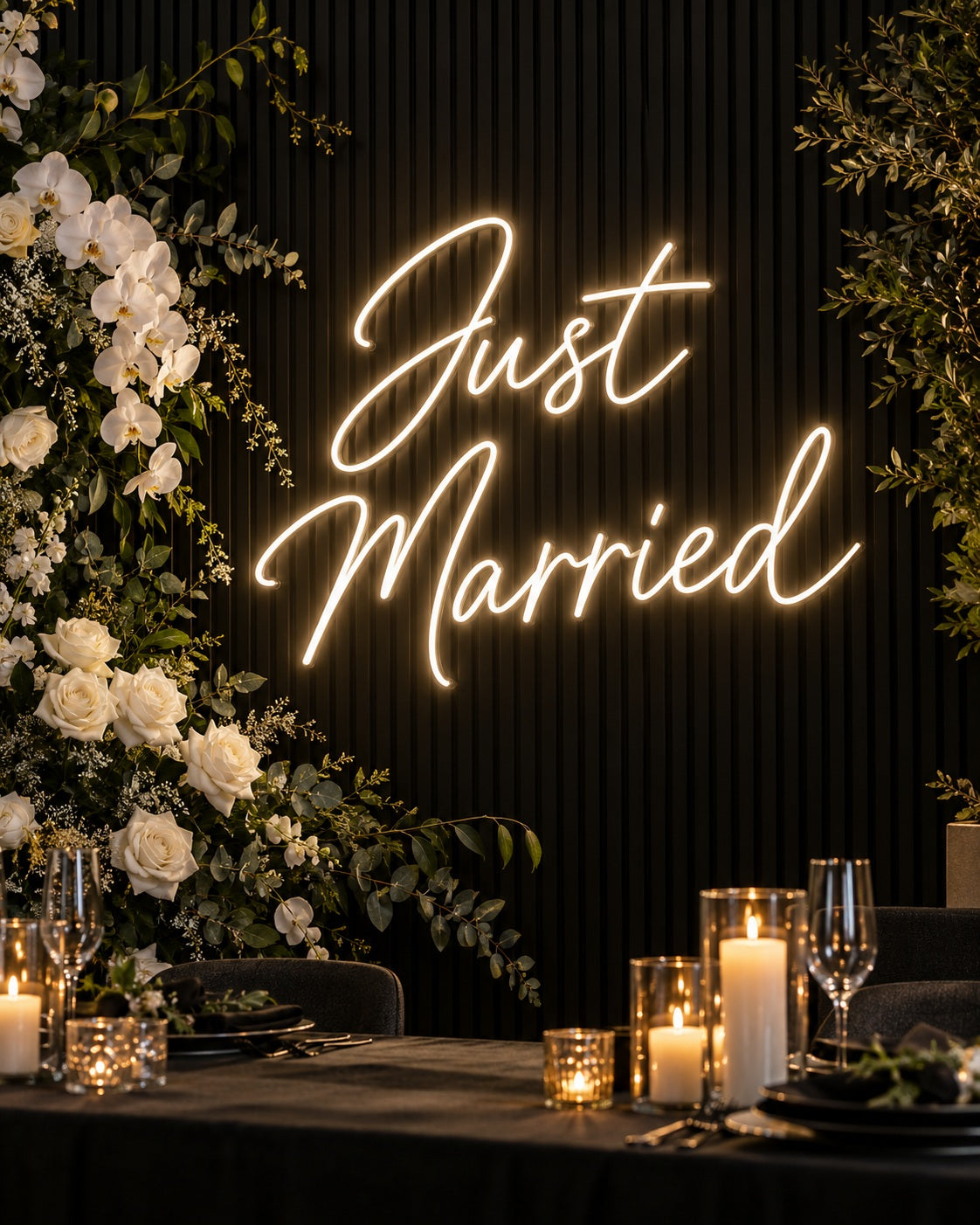 Weddings neon sign in a premium interior — The Neon Factory