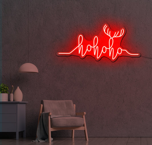 Ho Ho Ho Antlers LED Neon Sign