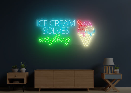 Ice Cream Solves Everything LED Neon Sign