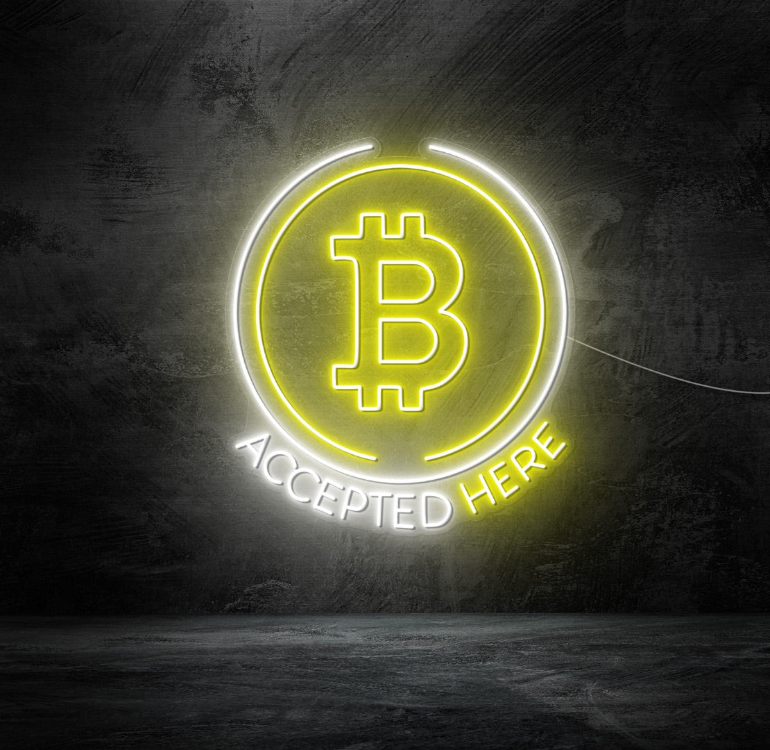 Bitcoin Accepted Here LED Neon Sign