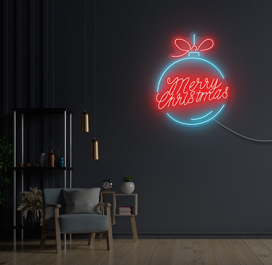 Merry Christmas Bauble LED Neon Sign