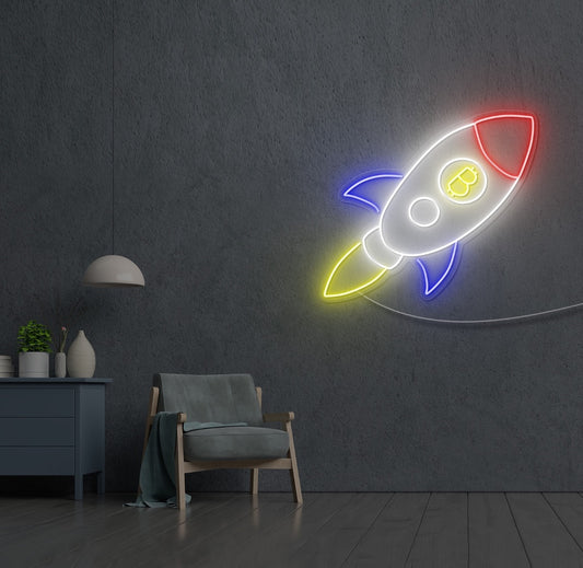 Rocket BTC LED Neon Sign